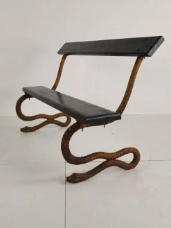 Pamono Antique Victorian Cast Iron Snake Garden Bench, 1890s
