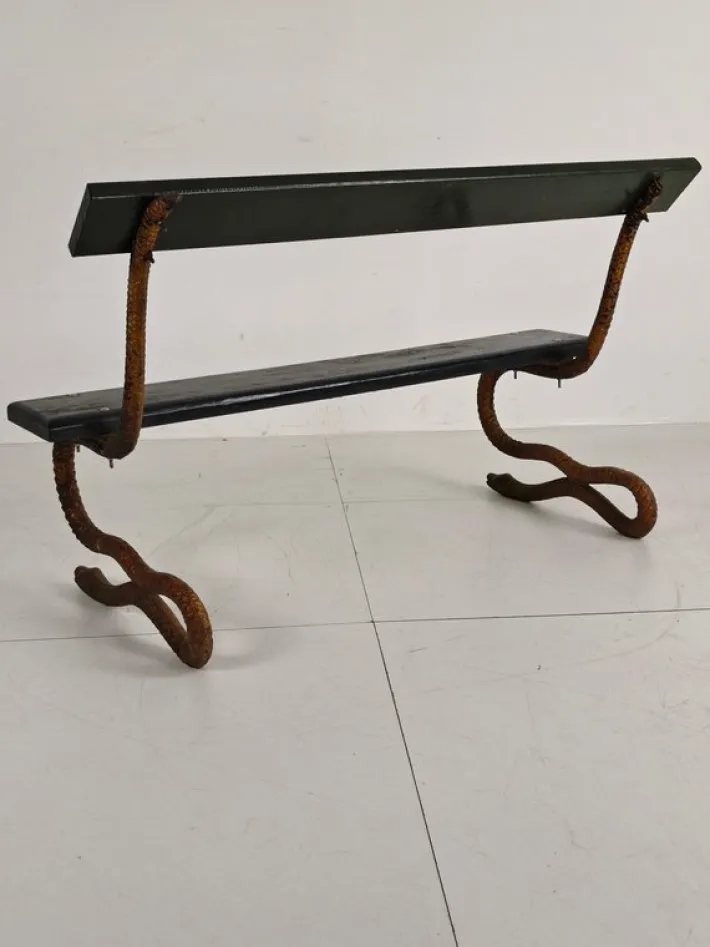 Pamono Antique Victorian Cast Iron Snake Garden Bench, 1890s