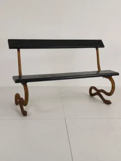 Pamono Antique Victorian Cast Iron Snake Garden Bench, 1890s