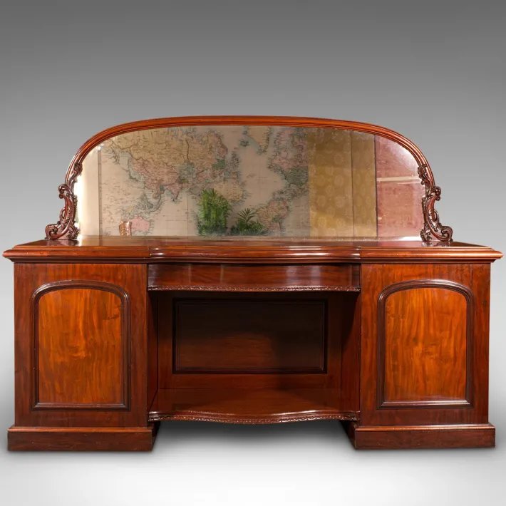 Pamono Antique Victorian English Dresser Cabinet with Large Mirror Clearance