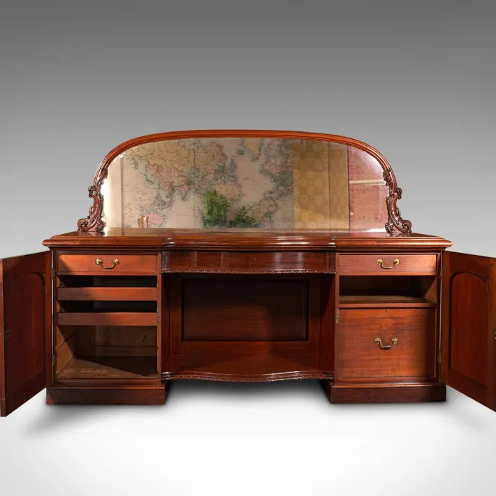 Pamono Antique Victorian English Dresser Cabinet with Large Mirror Clearance