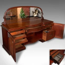 Pamono Antique Victorian English Dresser Cabinet with Large Mirror Clearance