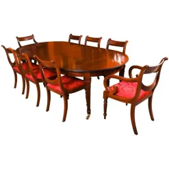 Pamono Antique Victorian Extending Dining Table and Swagback Chairs, 1890s, Set of 9 Sale