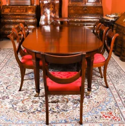 Pamono Antique Victorian Extending Dining Table and Swagback Chairs, 1890s, Set of 9 Sale
