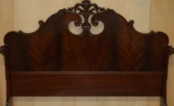 Pamono Antique Victorian Flamed Hardwood Double Bed Frame, 1880s