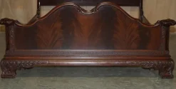 Pamono Antique Victorian Flamed Hardwood Double Bed Frame, 1880s