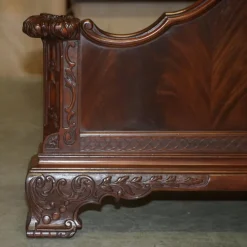 Pamono Antique Victorian Flamed Hardwood Double Bed Frame, 1880s