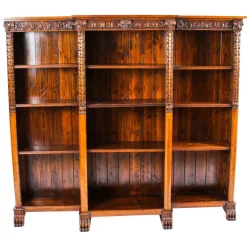 Pamono Antique Victorian Open Breakfront Bookcase, 1800s Clearance