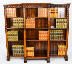 Pamono Antique Victorian Open Breakfront Bookcase, 1800s Clearance