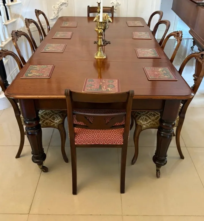 Pamono Antique Victorian Quality Mahogany 10 Seater Extending Dining Table, 1850 New