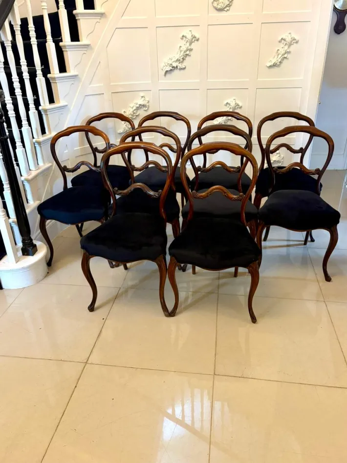 Pamono Antique Victorian Rosewood Dining Chairs, 1850s, Set of 10 Online