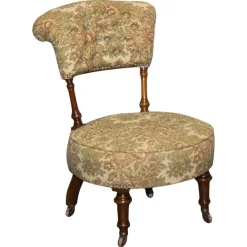 Pamono Antique Victorian Tapestry Nursing Chair with Floral Decor Online