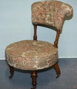 Pamono Antique Victorian Tapestry Nursing Chair with Floral Decor Online