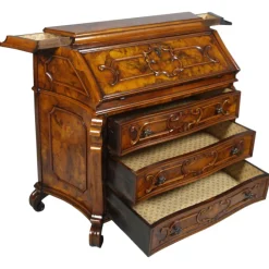 Pamono Antique Walnut & Burl Style 700 Lombardo Secretaire by Bottega Milanese dei Valentini Sale