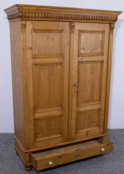 Pamono Antique Waxed Stripped Pine 2-Door Wardrobe, Late 19th Century Outlet