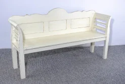 Pamono Antique White Painted Pine Bench, Late 19th Century Outlet