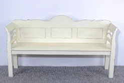 Pamono Antique White Painted Pine Bench, Late 19th Century Outlet