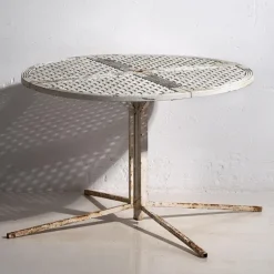 Pamono Antique White Round Outdoor Table, 1930s Clearance