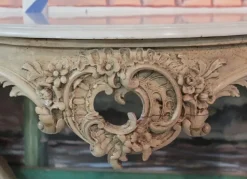 Pamono Antique Wood and White Marble Console Table Best