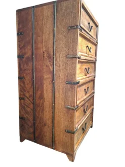 Pamono Antique Wood Travel Chest of Drawers with Metal Finish, 1900 Best