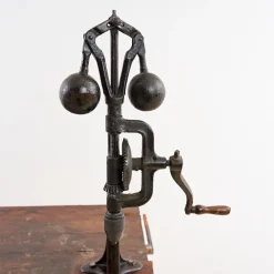 Pamono Antique Wooden Workbench with Vice and Drill Hot