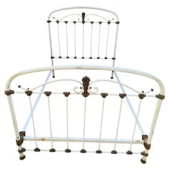 Pamono Antique Wrought Iron and White Brass Bed, 1900 Best