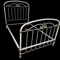 Pamono Antique Wrought Iron and White Brass Bed, 1900 Best
