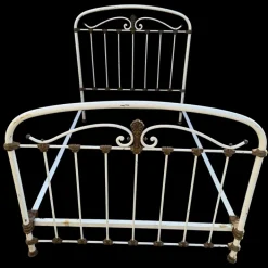 Pamono Antique Wrought Iron and White Brass Bed, 1900 Best