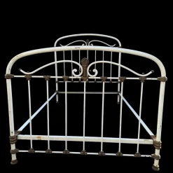 Pamono Antique Wrought Iron and White Brass Bed, 1900 Best