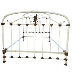 Pamono Antique Wrought Iron and White Brass Bed, 1900 Best