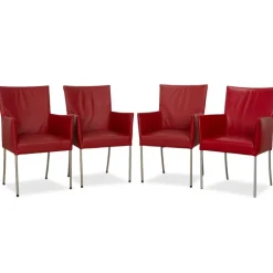 Pamono ARC-E Chairs in Red Leather by Bert Plantagie, Set of 4 New
