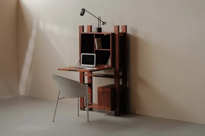 Pamono Architect-Designed Mahogany Secretary Desk, 1980s New