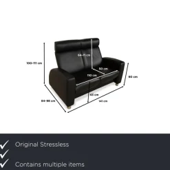 Pamono Arion 2-Seater Sofa and Armchair in Black Leather from Stressless, Set of 2 Clearance