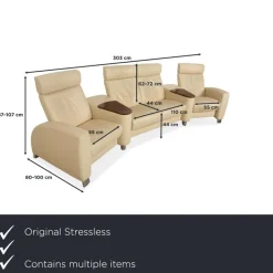 Pamono Arion 4-Seater Sofa and Ottoman in Cream Leather from Stressless, Set of 2 Discount