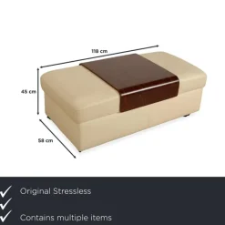 Pamono Arion 4-Seater Sofa and Ottoman in Cream Leather from Stressless, Set of 2 Discount