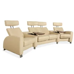 Pamono Arion 4-Seater Sofa and Ottoman in Cream Leather from Stressless, Set of 2 Discount