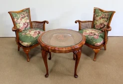 Pamono Armchairs and Chippendale Table in Solid Beech, 1950s, Set of 3 Best