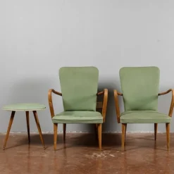 Pamono Armchairs with Side Table, Set of 3 Discount