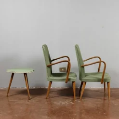 Pamono Armchairs with Side Table, Set of 3 Discount