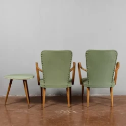 Pamono Armchairs with Side Table, Set of 3 Discount