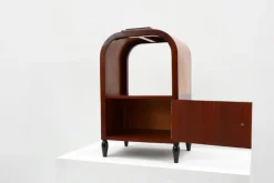 Pamono Art Deco Arched Side Table with Storage Unit and Black Marble Top, France, 1920s Clearance