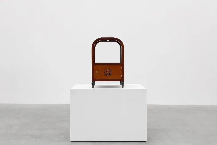 Pamono Art Deco Arched Side Table with Storage Unit and Black Marble Top, France, 1920s Clearance