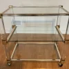 Pamono Art Deco Bar Trolley in Gold and Glass by Pierre Vandel, 1970s Clearance