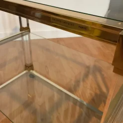 Pamono Art Deco Bar Trolley in Gold and Glass by Pierre Vandel, 1970s Clearance