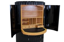 Pamono Art Deco Black Lacquer Half Moon Office Secretary, 1950s Hot