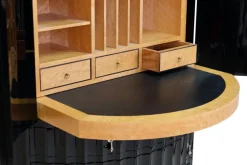 Pamono Art Deco Black Lacquer Half Moon Office Secretary, 1950s Hot