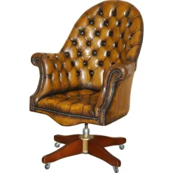 Pamono Art Deco Brown Leather Chesterfield Chair, 1920s Online
