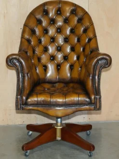 Pamono Art Deco Brown Leather Chesterfield Chair, 1920s Online