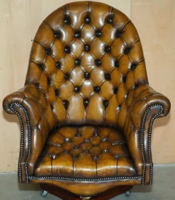 Pamono Art Deco Brown Leather Chesterfield Chair, 1920s Online