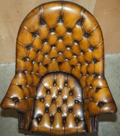 Pamono Art Deco Brown Leather Chesterfield Chair, 1920s Online